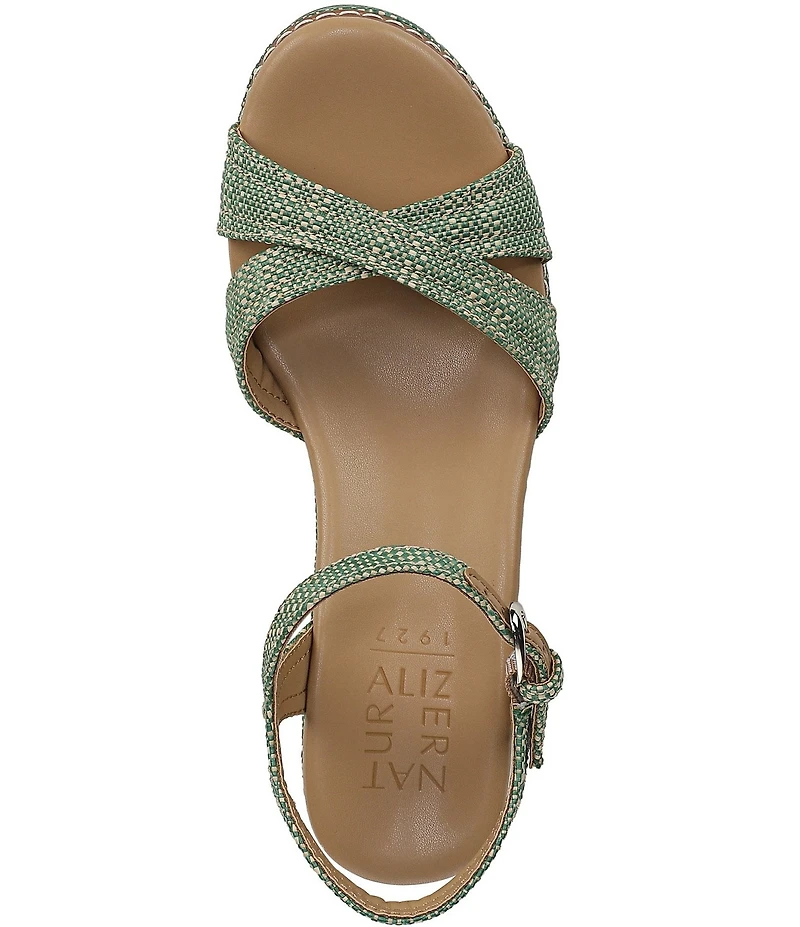 Naturalizer Dovie Raffia Ankle Wrap Sandal Platform Wedges
