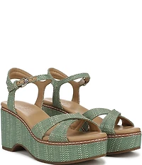 Naturalizer Dovie Raffia Ankle Wrap Sandal Platform Wedges