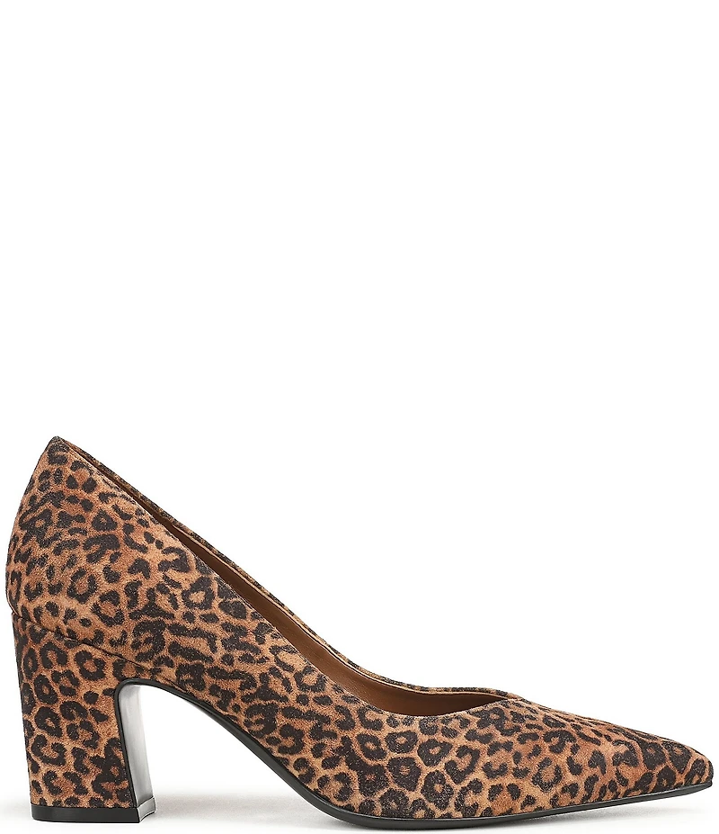 Naturalizer Ella Leopard Print Suede Pointed Toe Block Heel Pumps