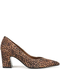 Naturalizer Ella Leopard Print Suede Pointed Toe Block Heel Pumps