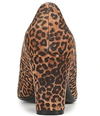 Naturalizer Ella Leopard Print Suede Pointed Toe Block Heel Pumps
