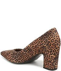 Naturalizer Ella Leopard Print Suede Pointed Toe Block Heel Pumps