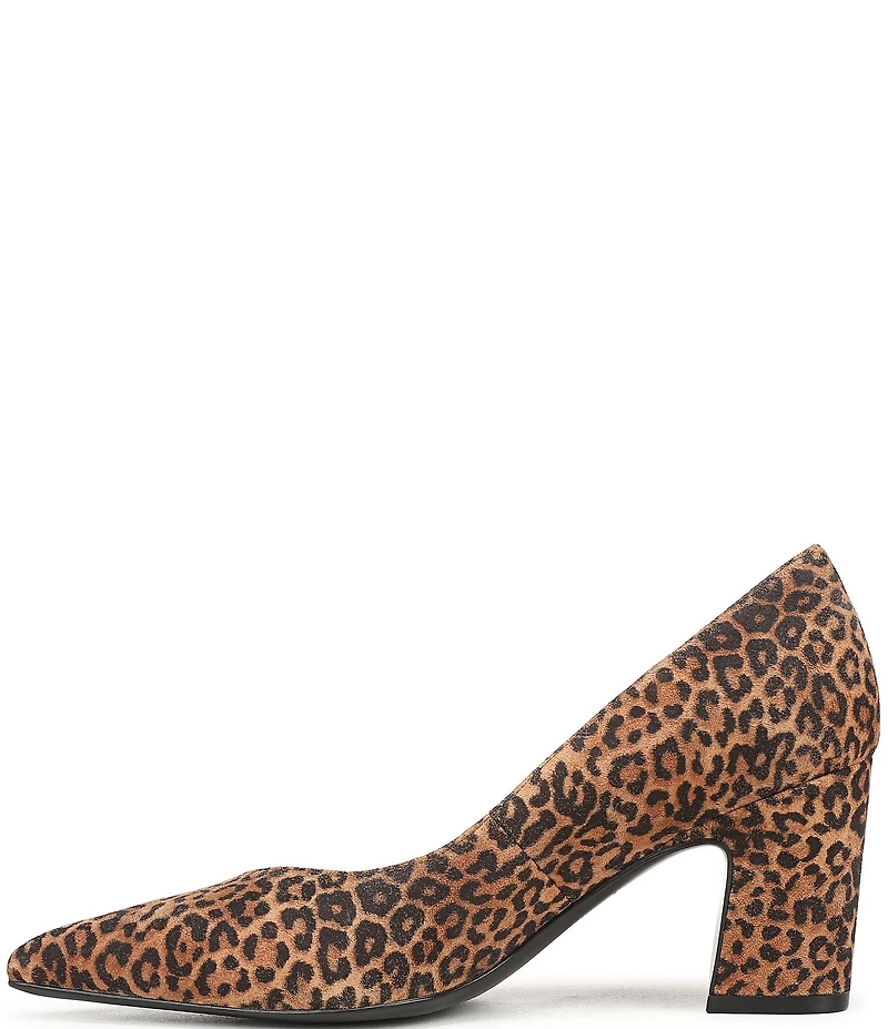 Naturalizer Ella Leopard Print Suede Pointed Toe Block Heel Pumps