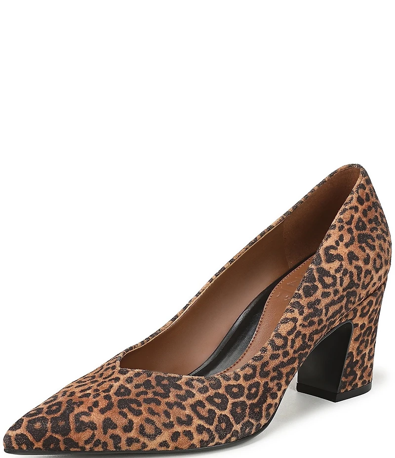 Naturalizer Ella Leopard Print Suede Pointed Toe Block Heel Pumps