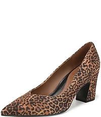 Naturalizer Ella Leopard Print Suede Pointed Toe Block Heel Pumps