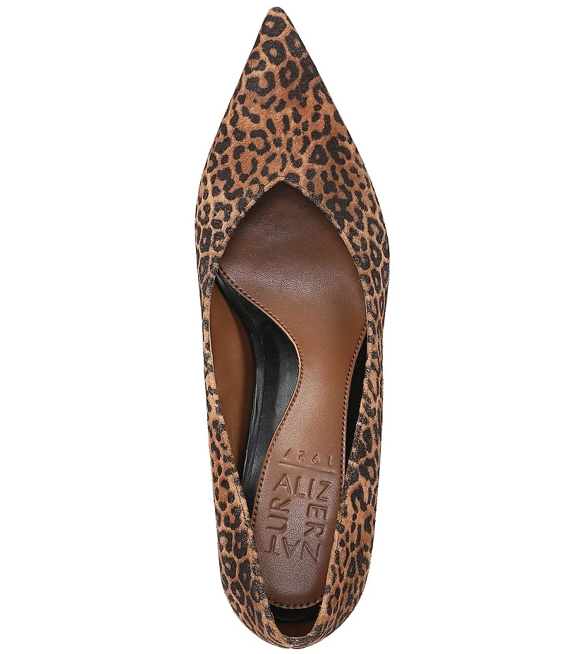 Naturalizer Ella Leopard Print Suede Pointed Toe Block Heel Pumps