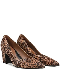 Naturalizer Ella Leopard Print Suede Pointed Toe Block Heel Pumps