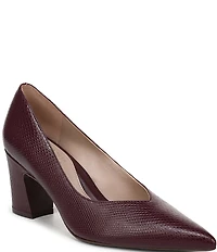 Naturalizer Ella Snake Embossed Leather Pointed Toe Block Heel Pumps
