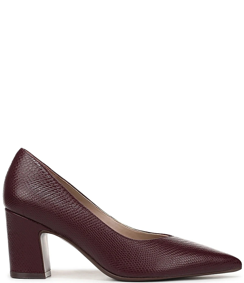 Naturalizer Ella Snake Embossed Leather Pointed Toe Block Heel Pumps
