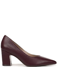 Naturalizer Ella Snake Embossed Leather Pointed Toe Block Heel Pumps