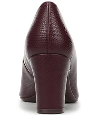 Naturalizer Ella Snake Embossed Leather Pointed Toe Block Heel Pumps