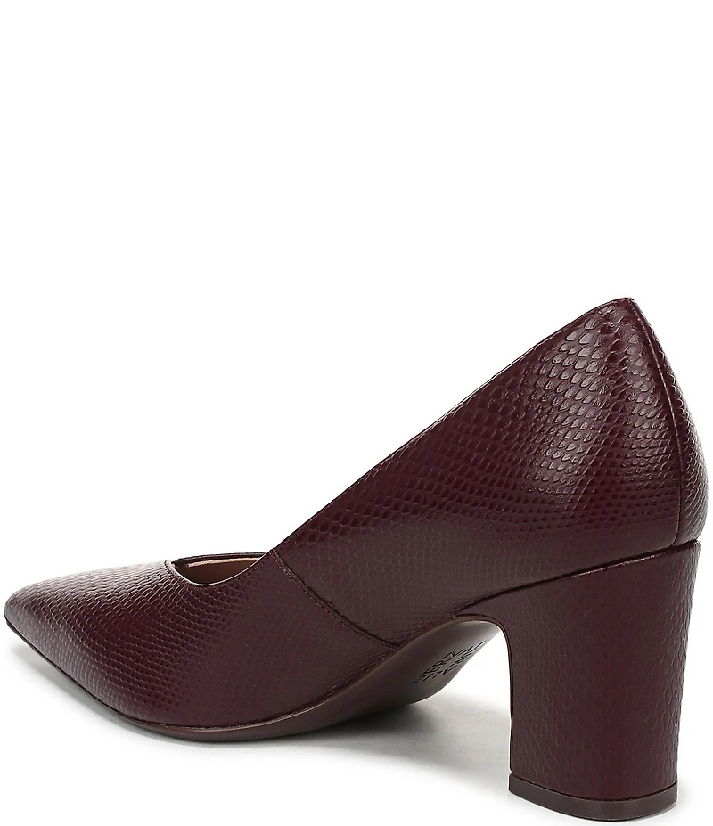 Naturalizer Ella Snake Embossed Leather Pointed Toe Block Heel Pumps