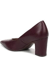 Naturalizer Ella Snake Embossed Leather Pointed Toe Block Heel Pumps