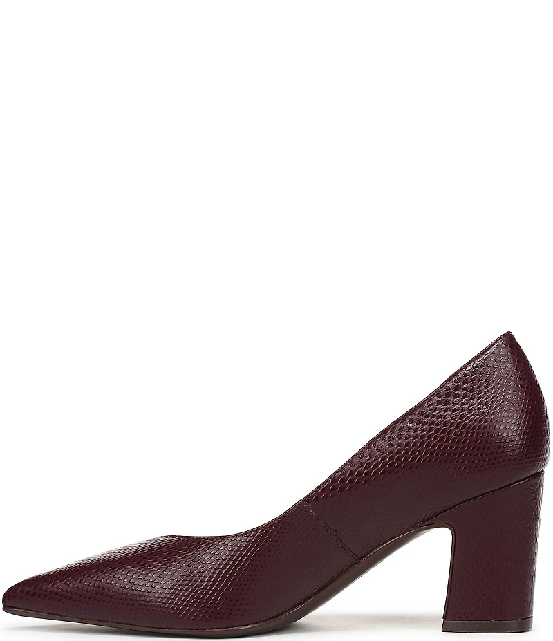 Naturalizer Ella Snake Embossed Leather Pointed Toe Block Heel Pumps