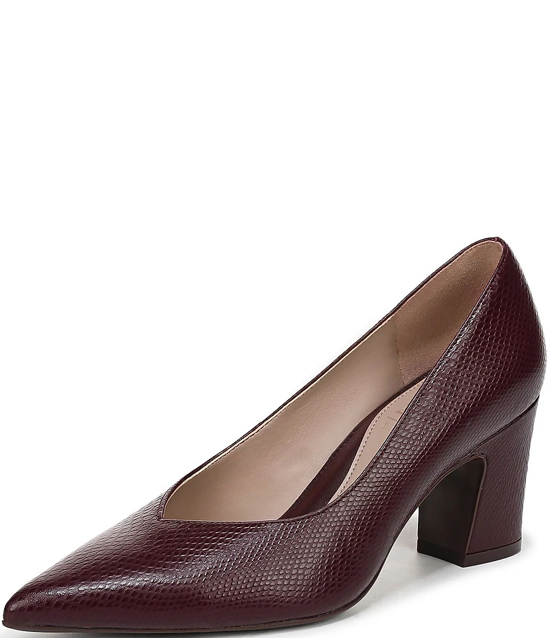 Naturalizer Ella Snake Embossed Leather Pointed Toe Block Heel Pumps