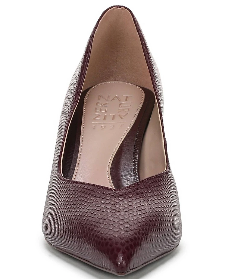 Naturalizer Ella Snake Embossed Leather Pointed Toe Block Heel Pumps