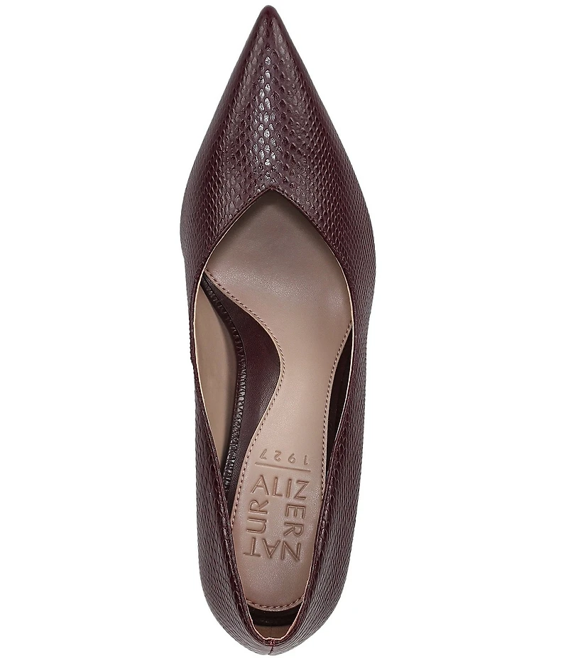 Naturalizer Ella Snake Embossed Leather Pointed Toe Block Heel Pumps