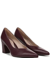 Naturalizer Ella Snake Embossed Leather Pointed Toe Block Heel Pumps