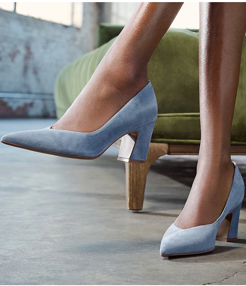 Naturalizer Ella Suede Pointed Toe Block Heel Pumps