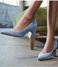 Naturalizer Ella Suede Pointed Toe Block Heel Pumps