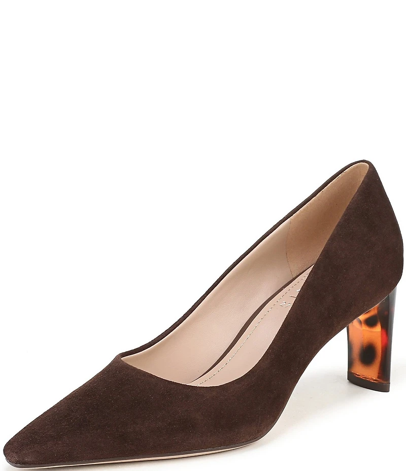 Naturalizer Estee Suede Snip Toe Tortoise Heel Pumps