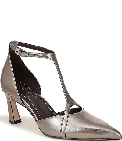 Naturalizer Ezlyn Leather Pointed Toe T-Strap Dress Pumps