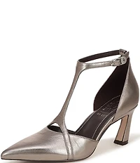 Naturalizer Ezlyn Leather Pointed Toe T-Strap Dress Pumps