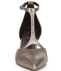 Naturalizer Ezlyn Leather Pointed Toe T-Strap Dress Pumps