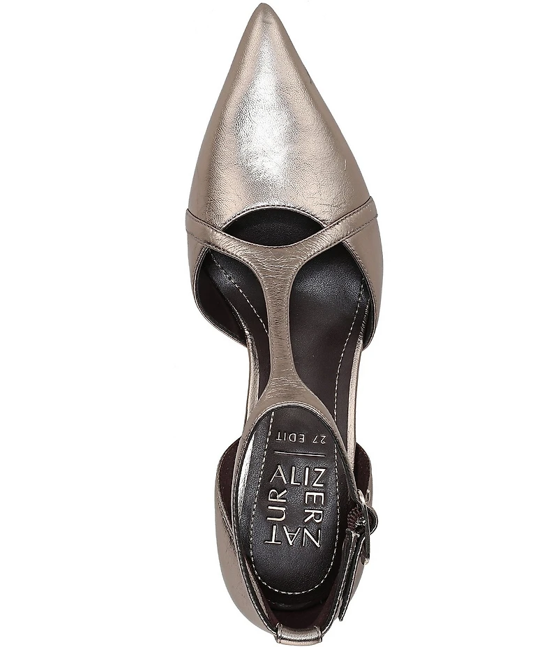 Naturalizer Ezlyn Leather Pointed Toe T-Strap Dress Pumps