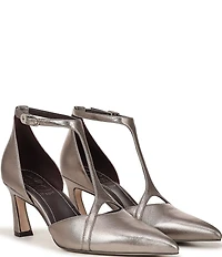 Naturalizer Ezlyn Leather Pointed Toe T-Strap Dress Pumps