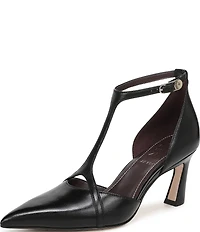 Naturalizer Ezlyn Leather Pointed Toe T-Strap Dress Pumps