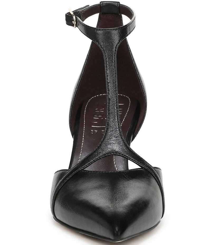 Naturalizer Ezlyn Leather Pointed Toe T-Strap Dress Pumps