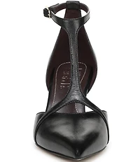 Naturalizer Ezlyn Leather Pointed Toe T-Strap Dress Pumps