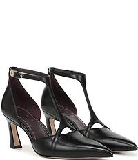 Naturalizer Ezlyn Leather Pointed Toe T-Strap Dress Pumps