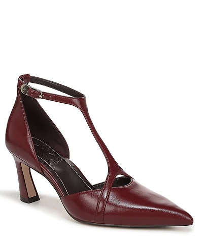Naturalizer Ezlyn Leather Pointed Toe T-Strap Dress Pumps