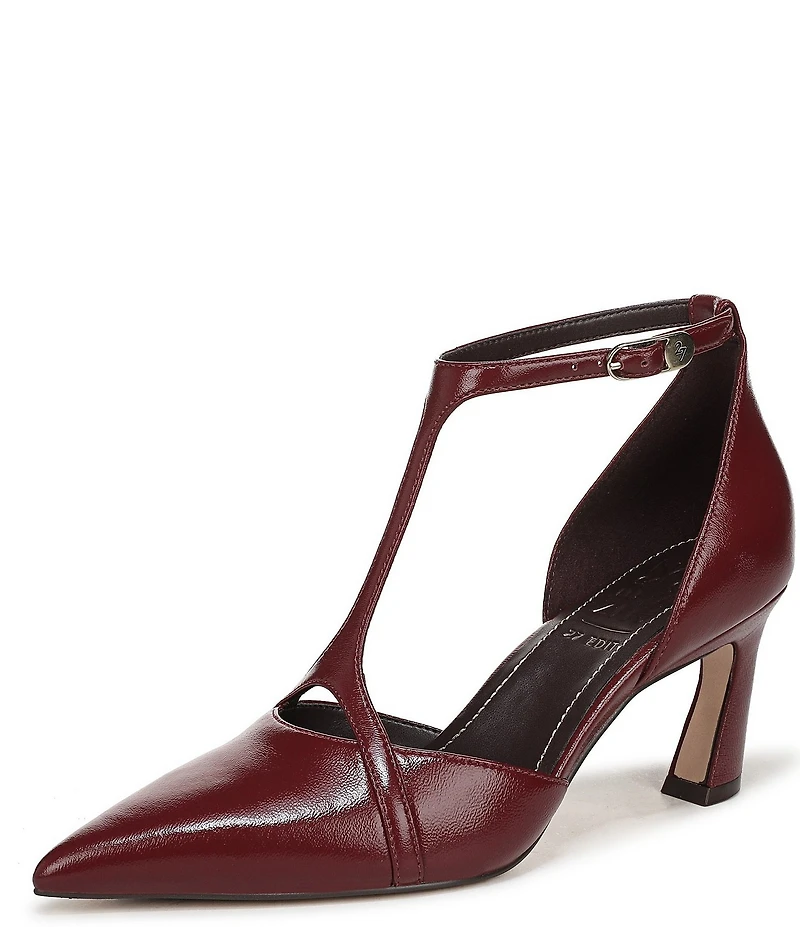 Naturalizer Ezlyn Leather Pointed Toe T-Strap Dress Pumps