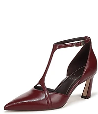 Naturalizer Ezlyn Leather Pointed Toe T-Strap Dress Pumps
