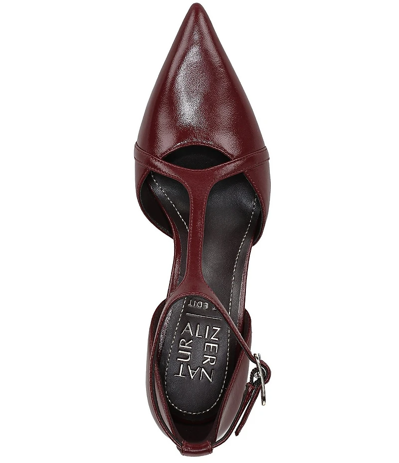 Naturalizer Ezlyn Leather Pointed Toe T-Strap Dress Pumps