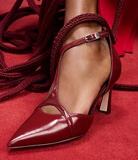 Naturalizer Ezlyn Leather Pointed Toe T-Strap Dress Pumps