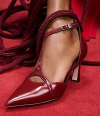 Naturalizer Ezlyn Leather Pointed Toe T-Strap Dress Pumps