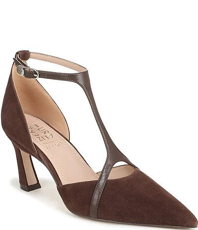 Naturalizer Ezlyn Suede Pointed Toe T-Strap Dress Pumps