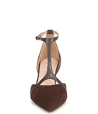 Naturalizer Ezlyn Suede Pointed Toe T-Strap Dress Pumps