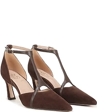 Naturalizer Ezlyn Suede Pointed Toe T-Strap Dress Pumps