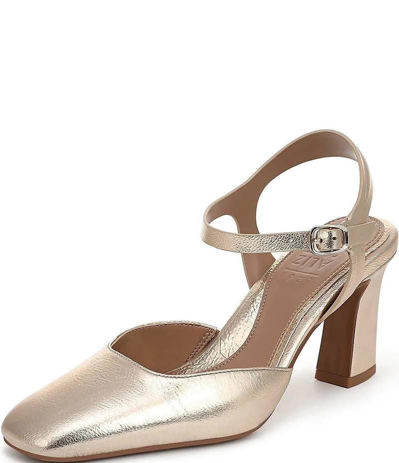 Naturalizer Frankie Metallic Leather Ankle Wrap Pumps