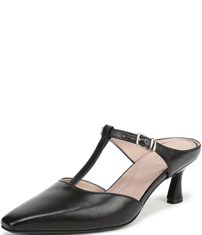 Naturalizer Gem Leather Pointed Toe T-Strap Dress Mules