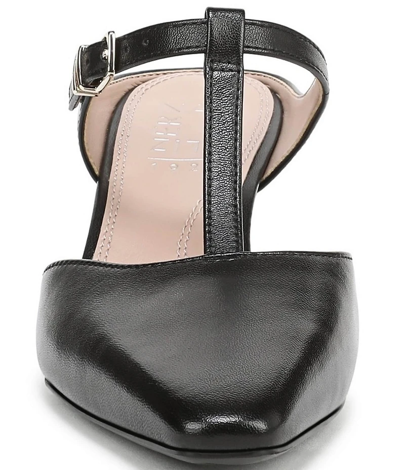 Naturalizer Gem Leather Pointed Toe T-Strap Dress Mules