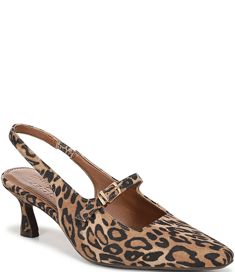 Naturalizer Gemini Leopard Suede Mary Jane Slingback Dress Pumps