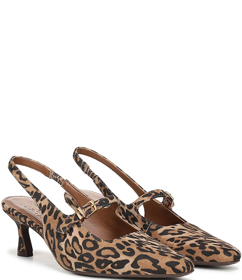 Naturalizer Gemini Leopard Suede Mary Jane Slingback Dress Pumps