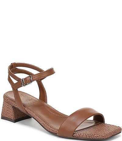Naturalizer Hana Leather and Raffia Ankle Wrap Dress Sandals