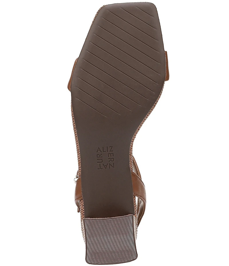 Naturalizer Hana Leather and Raffia Ankle Wrap Dress Sandals